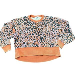 Joy Lab Women’s cropped sweatshirt, purple/coral/black animal print, thick, M